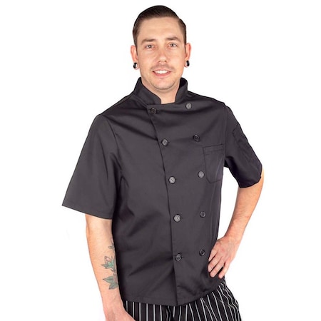 Allpoints Kng Med Mens Chef Coat Lw Mesh Short Slv Black 3905BLKM